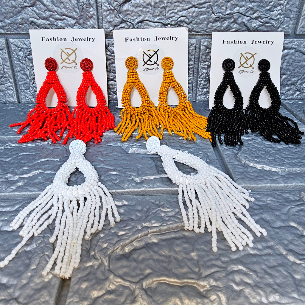 Beaded Tassel Drop Earring