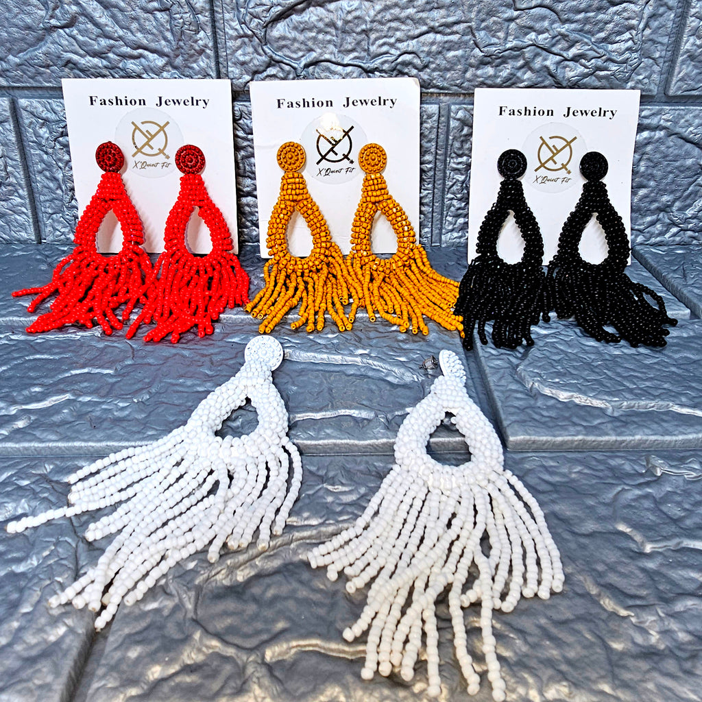 Beaded Tassel Drop Earring