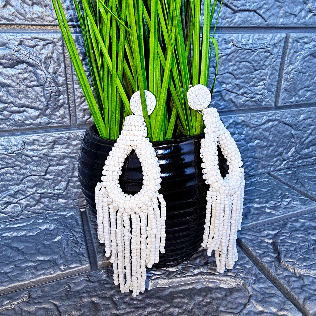 Drew Drop Bead Tassel Earring