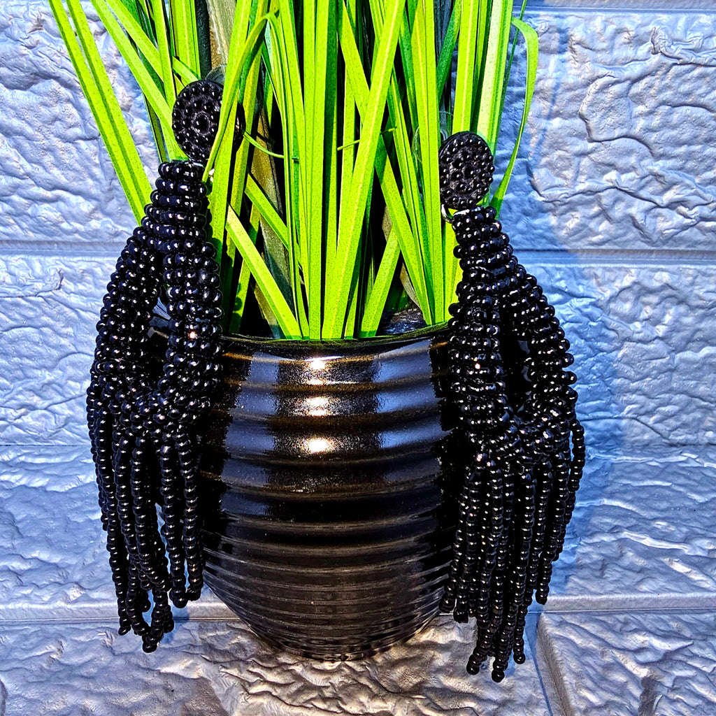 Drew Drop Bead Tassel Earring