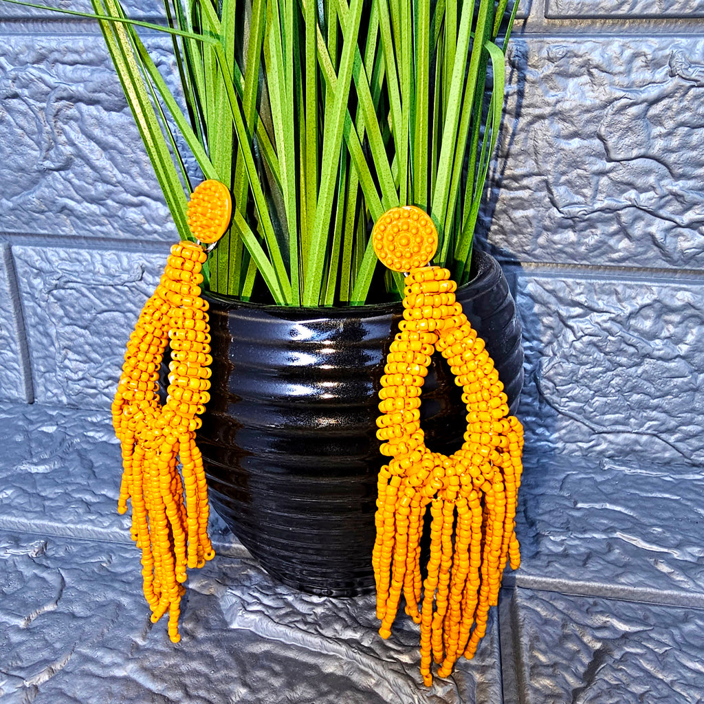 Beaded Tassel Drop Earring