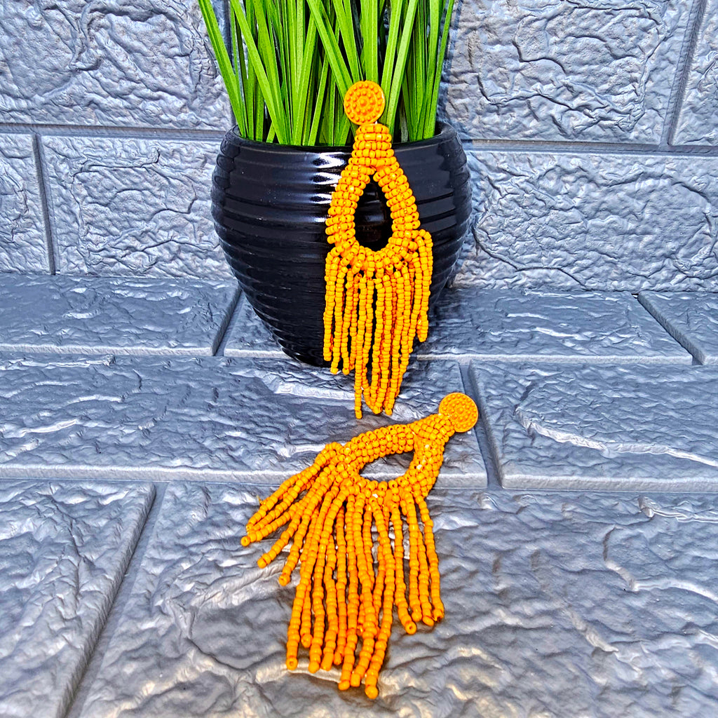 Drew Drop Bead Tassel Earring