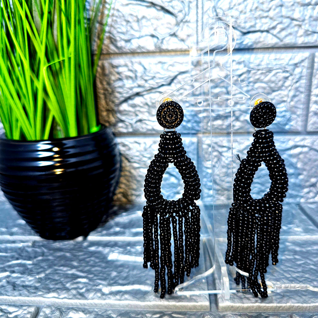 Drew Drop Bead Tassel Earring