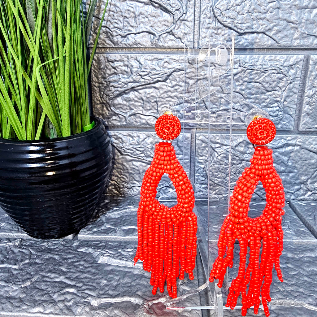 Drew Drop Bead Tassel Earring