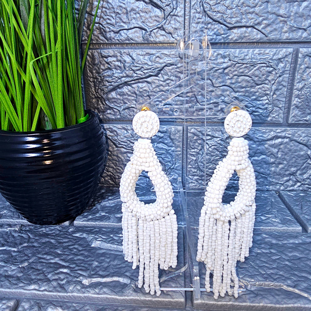 Drew Drop Bead Tassel Earring