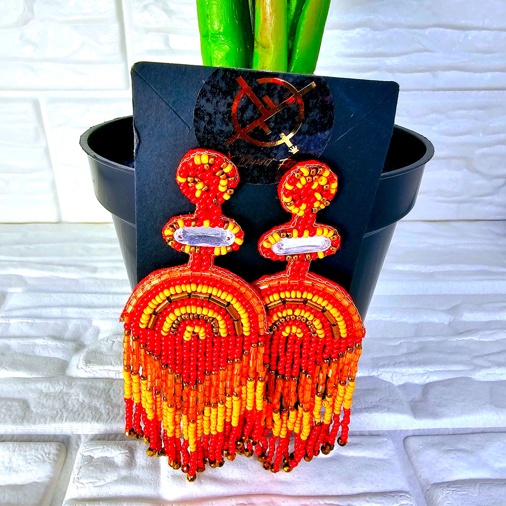 Beaded Dangle Tassel Earring