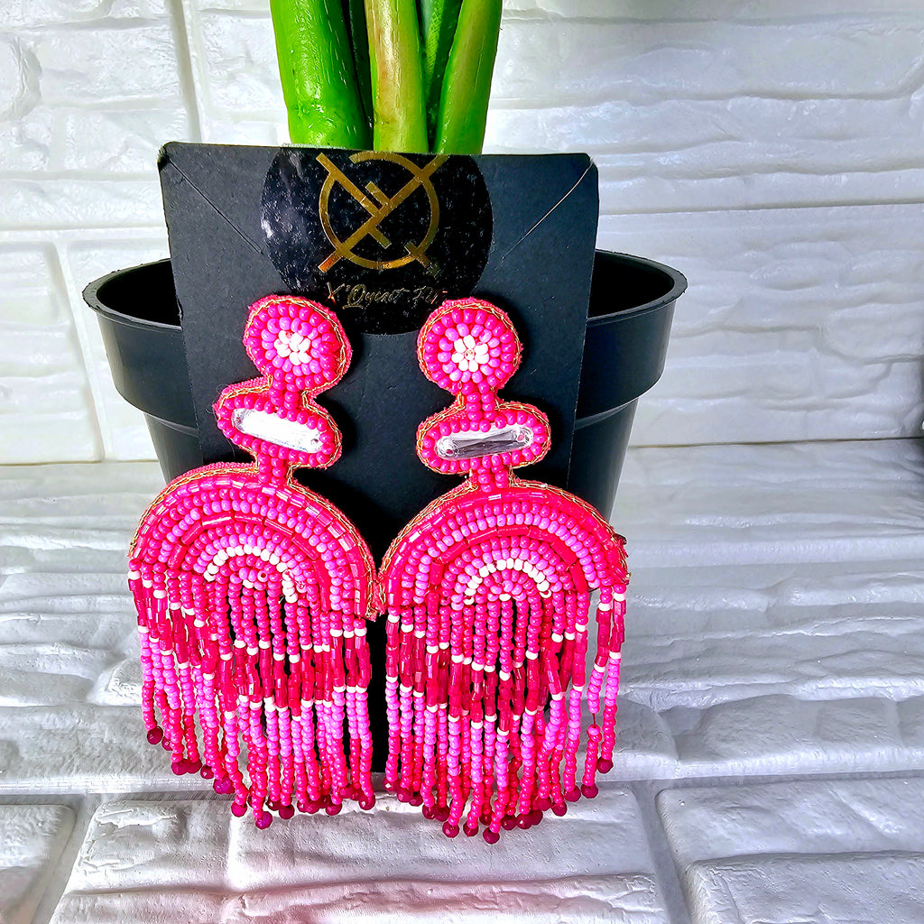 Beaded Dangle Tassel Earring