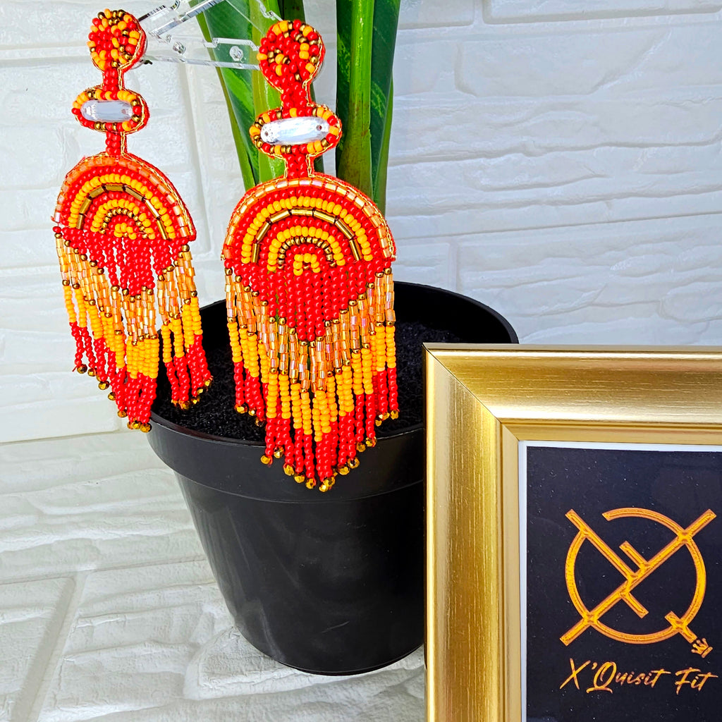 Beaded Dangle Tassel Earring