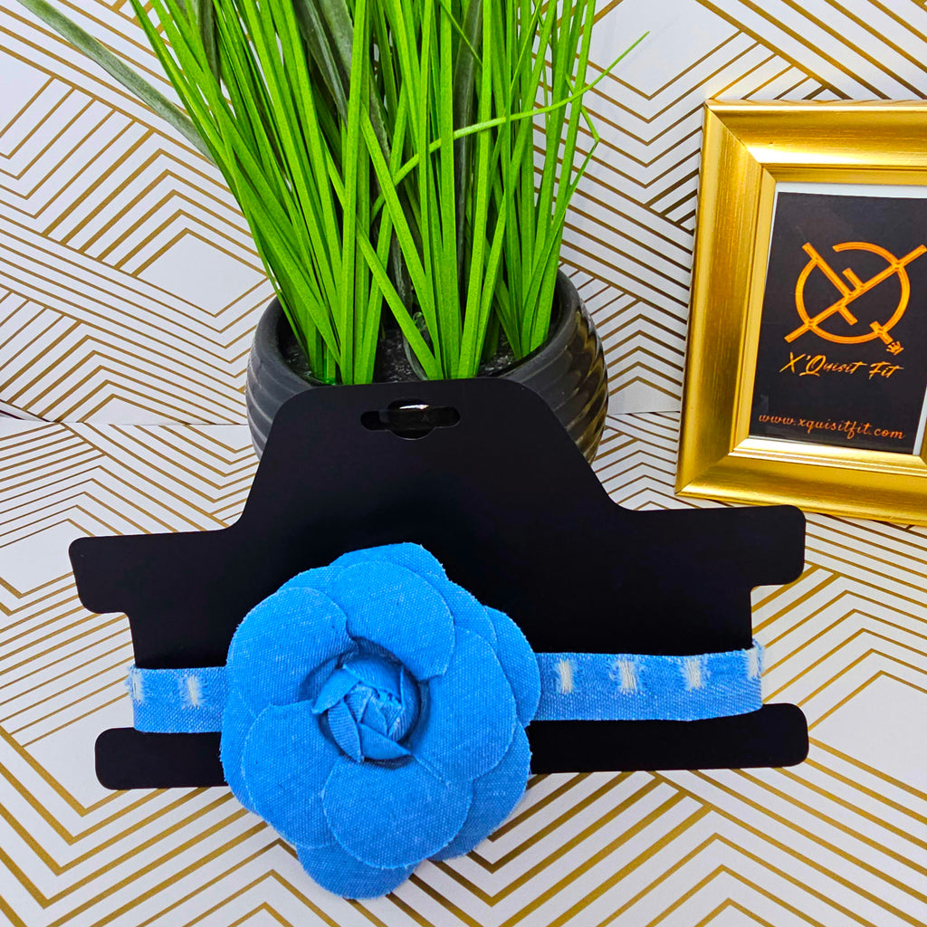 Denim Distressed Flower Choker Necklace