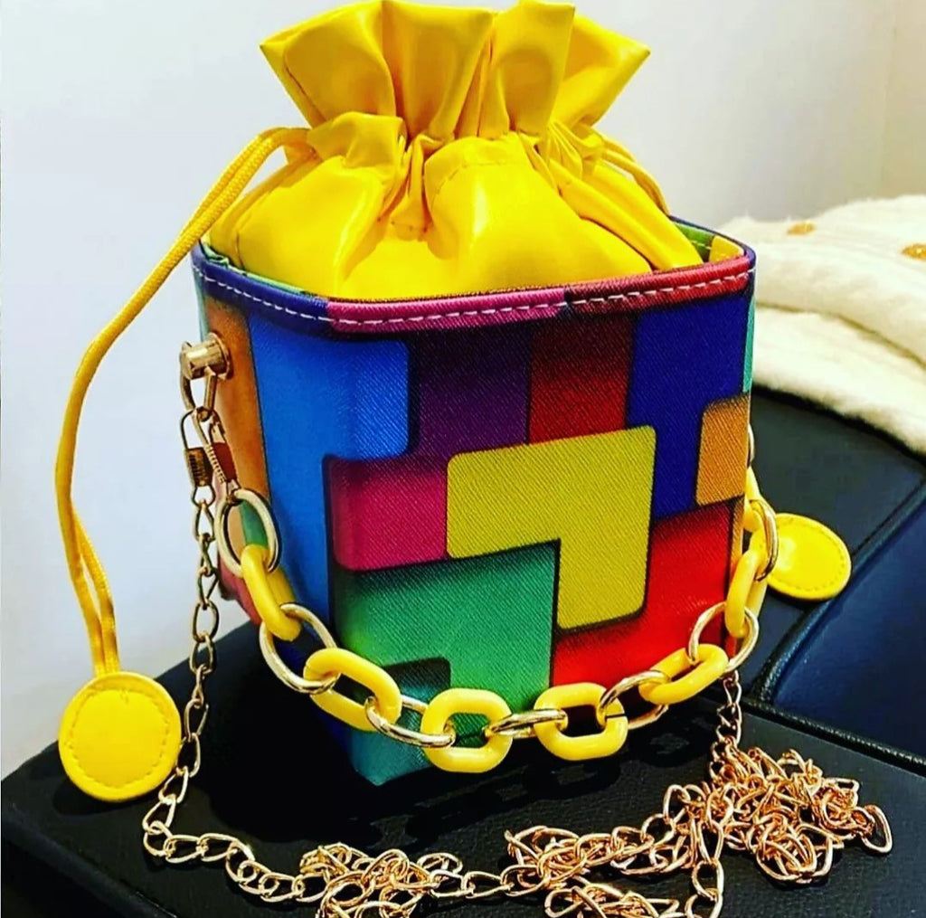 Square Multi Color Block Bag