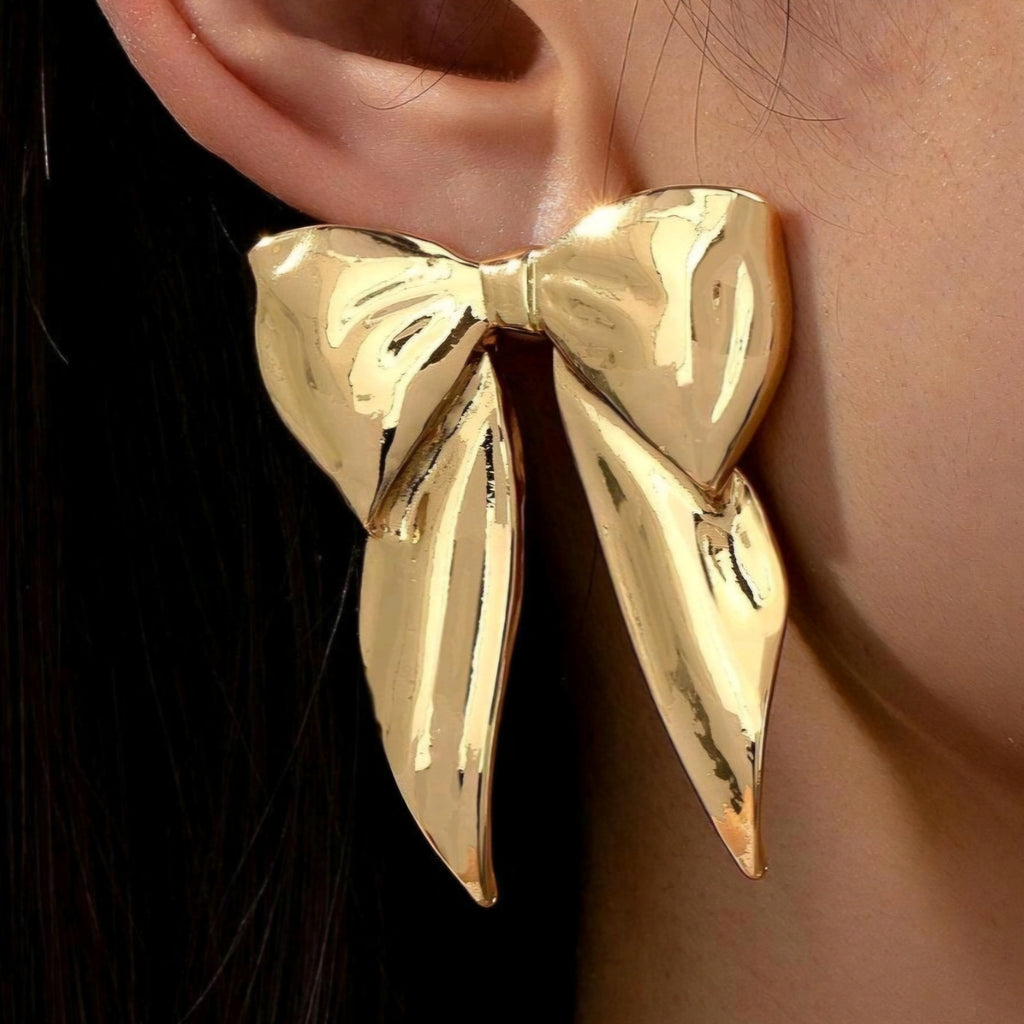 Golden Bow Chic Earrings