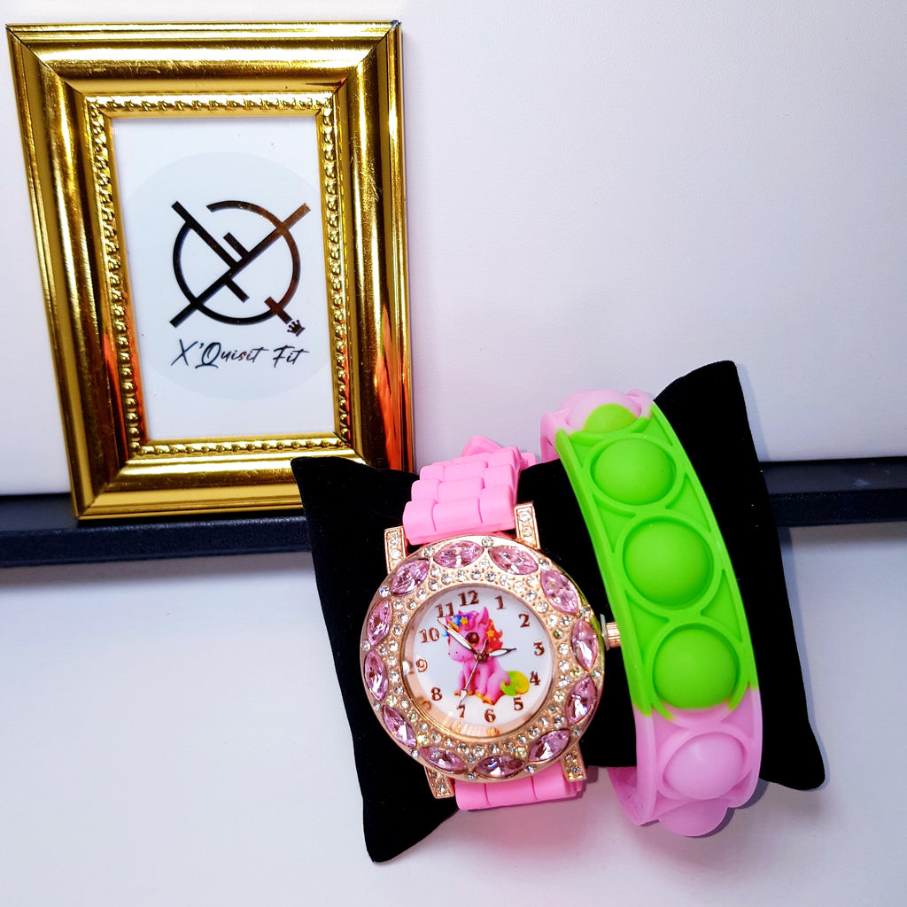 Jeweled Unicorn Pop It Watch Set