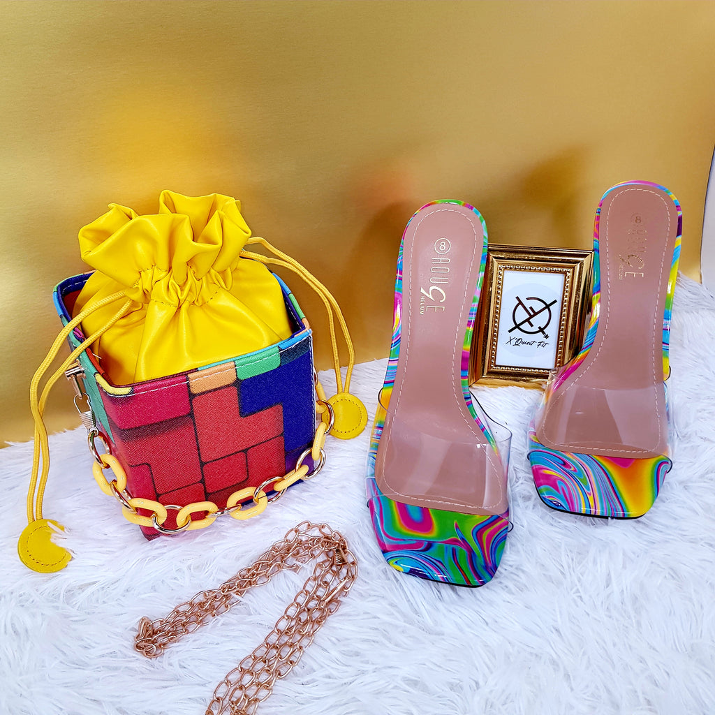 Square Multi Color Block Bag