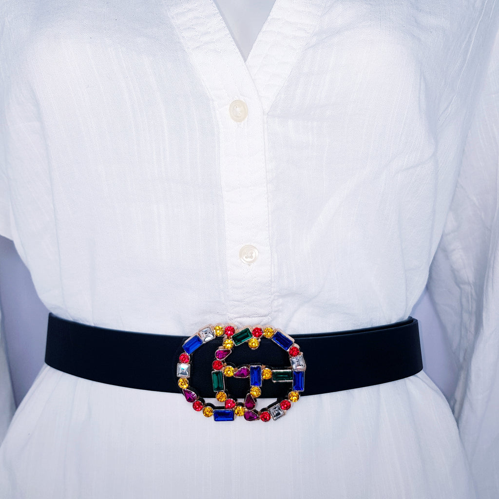 Jeweled Designer Buckle Belt