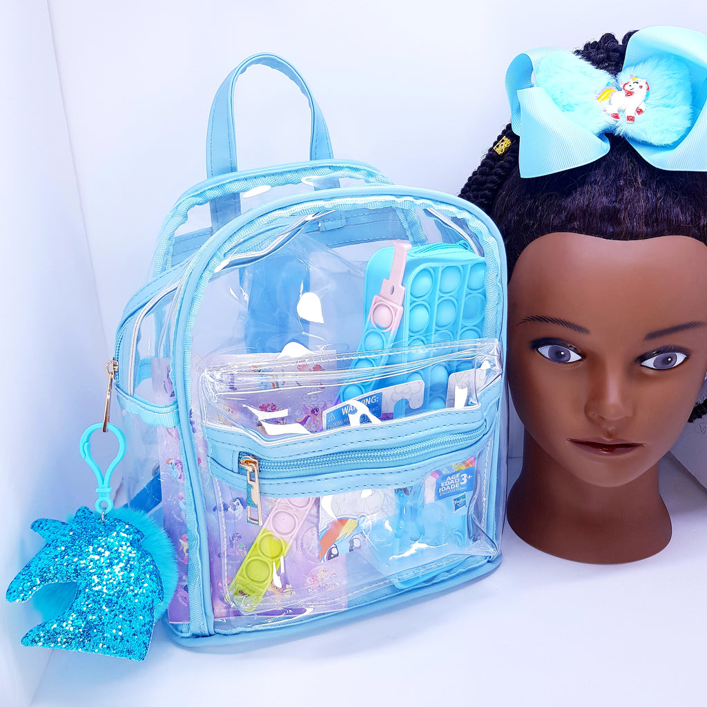 Clear Dash Unicorn Backpack Set