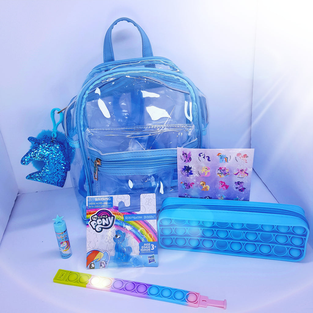 Clear Dash Unicorn Backpack Set