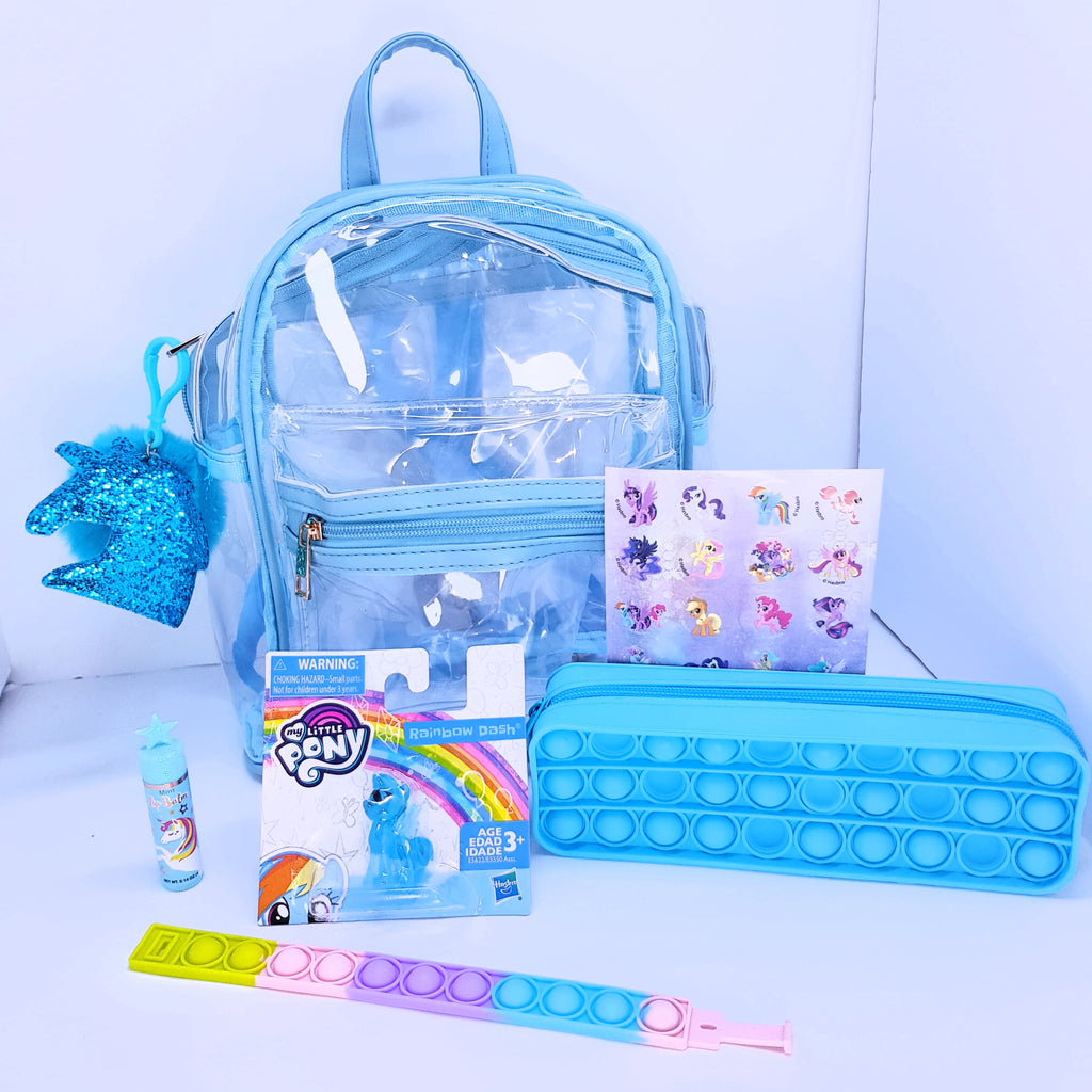 Clear Dash Unicorn Backpack Set