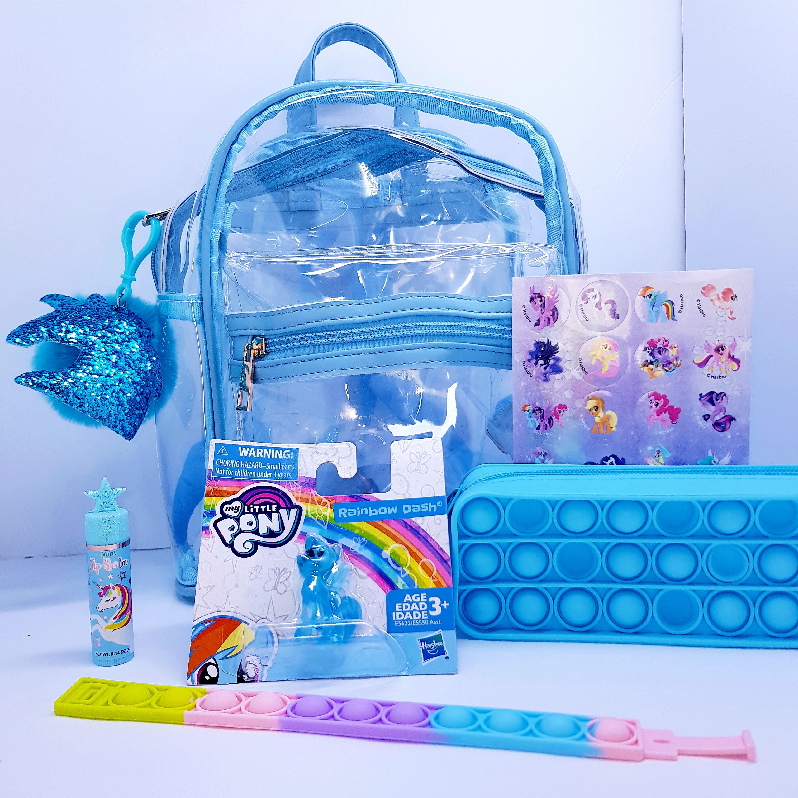 Clear Dash Unicorn Backpack Set