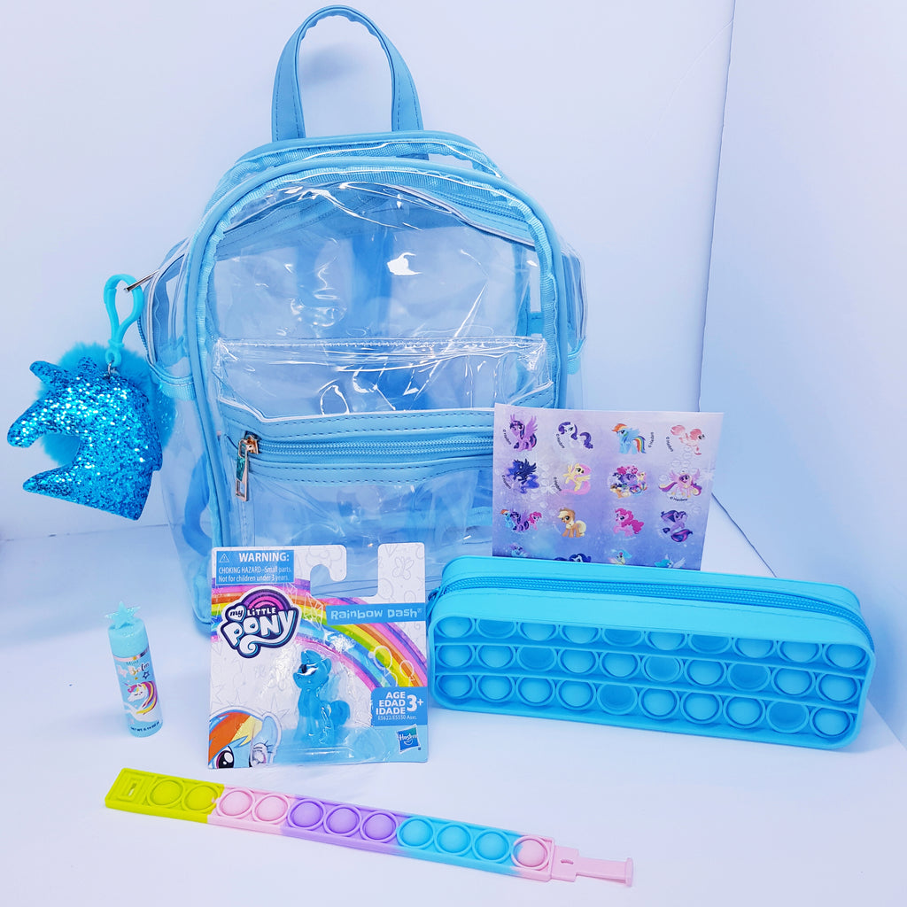 Clear Dash Unicorn Backpack Set