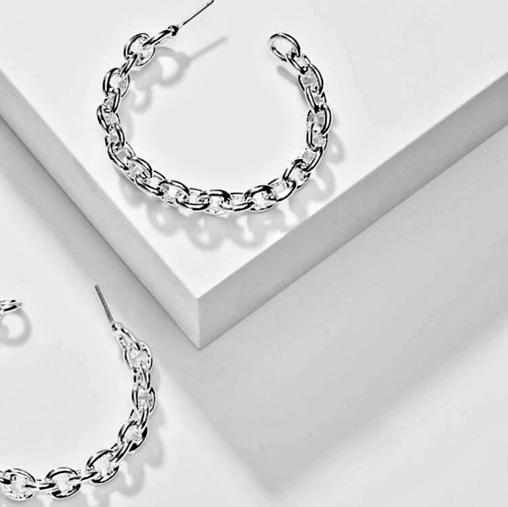 Open Chain Link Hoop Earrings