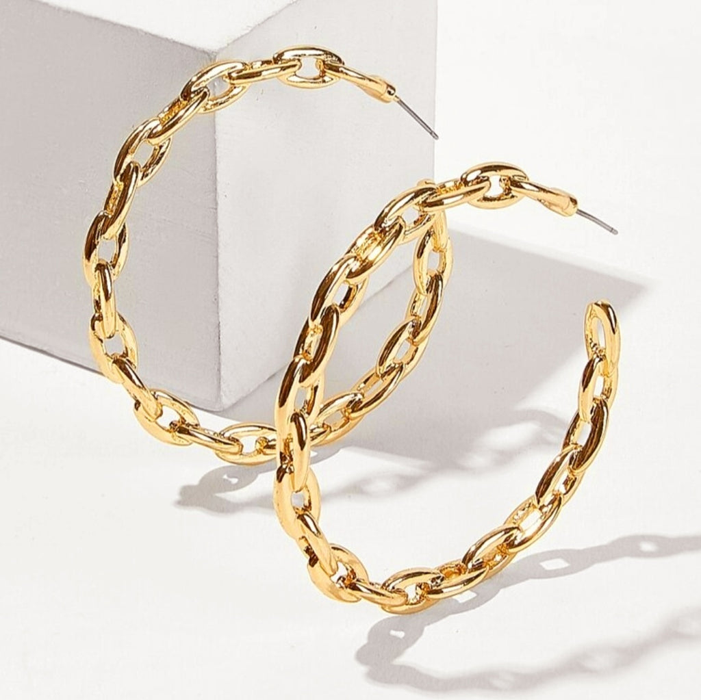 Open Chain Link Hoop Earrings