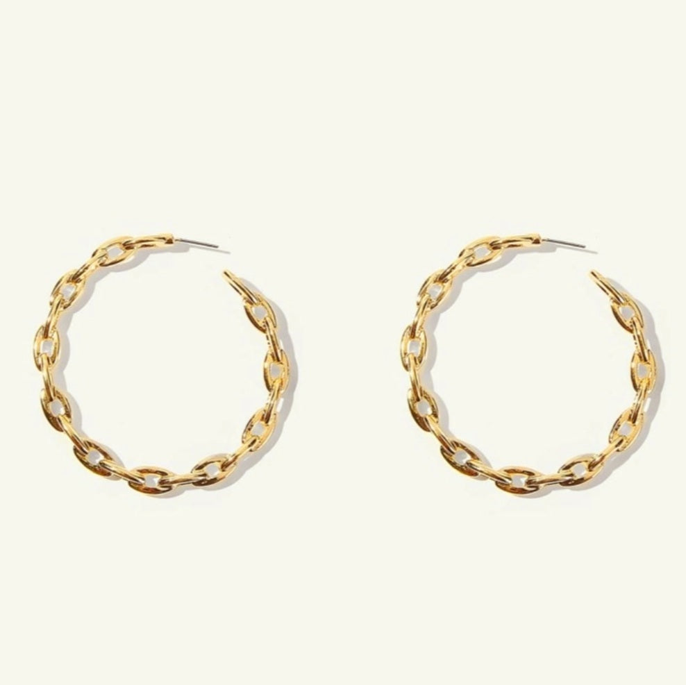 Open Chain Link Hoop Earrings