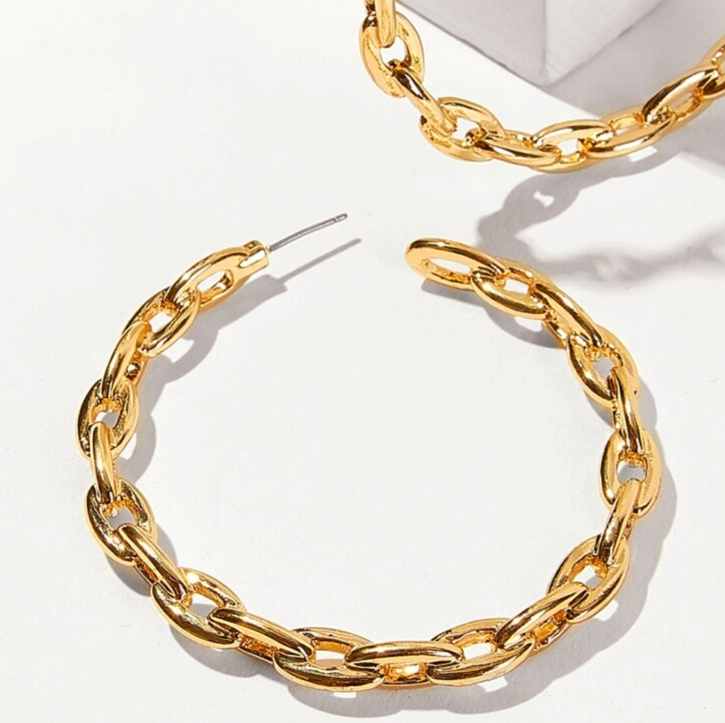 Open Chain Link Hoop Earrings
