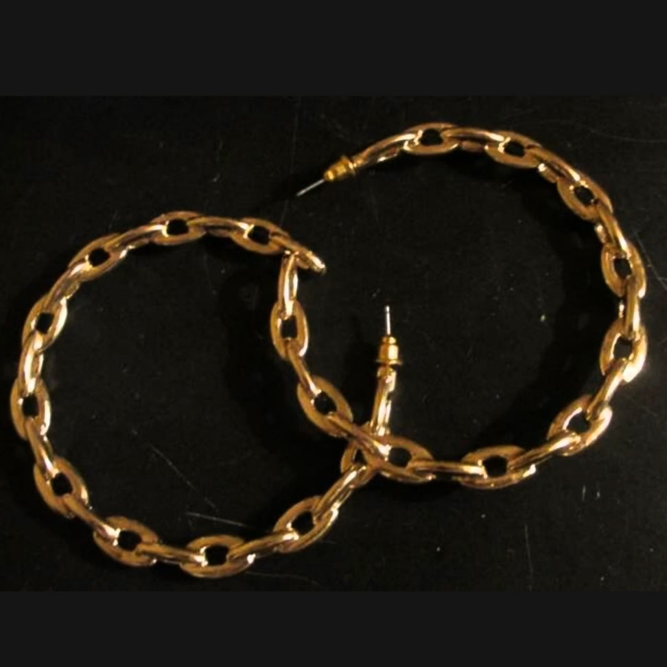 Open Chain Link Hoop Earrings