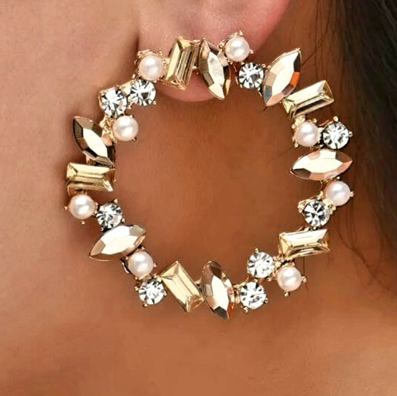 Jeweled Pearl  Earings
