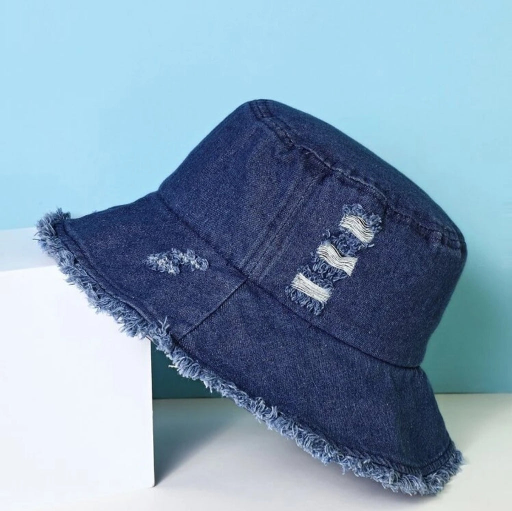 Distressed Denim Bucket Hat