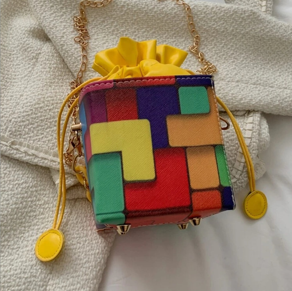 Square Multi Color Block Bag