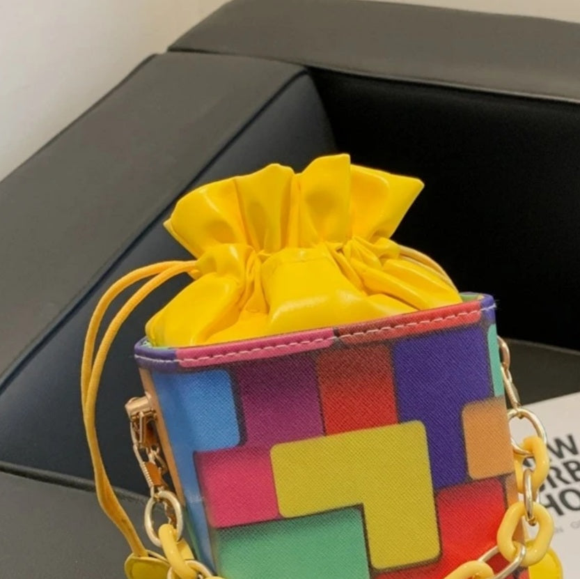 Square Multi Color Block Bag